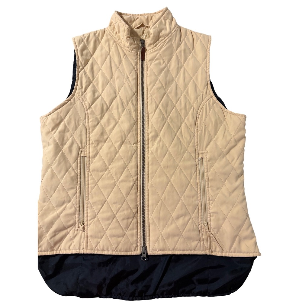 Outback‎ Trading Co Tan Quilted Vest Womens Small Beige Full Zip Equestrian Soft